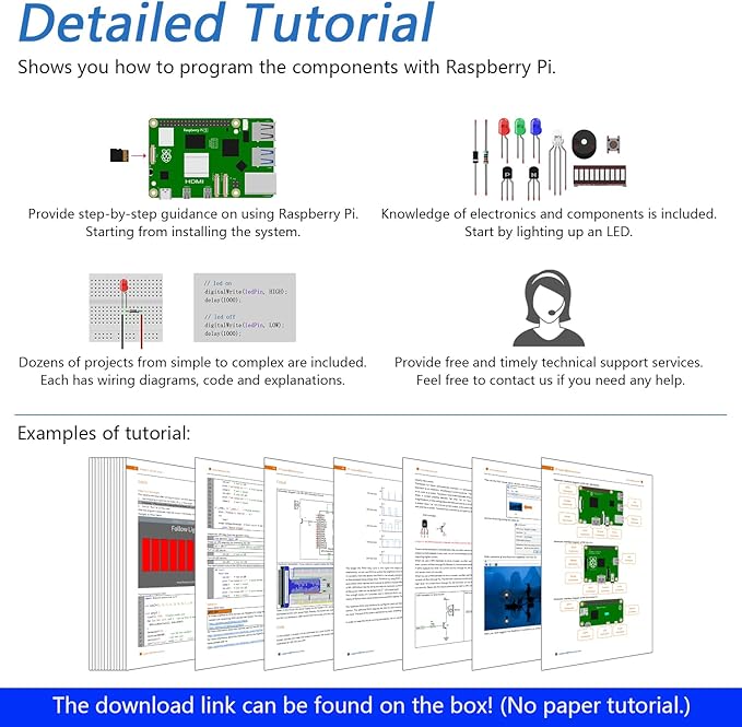 Freenove Ultimate Starter Kit for Raspberry Pi 5 4 B 3 B+ 400 Zero 2 W, 962-Page Detailed Tutorial, Python C Java Scratch Processing Code, 223 Items, 128 Projects (Raspberry Pi NOT Included)