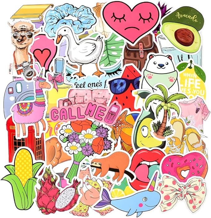 QTL Waterproof Stickers for Girls Cute Stickers for Water Bottles Hydro Flask Kids Teens Waterproof Vinyl Packs 100Pcs