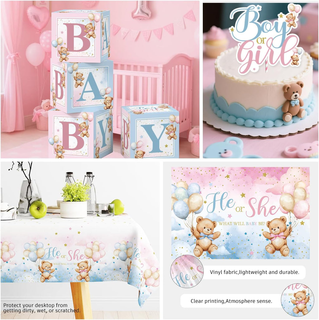 cocomigo 232pcs bear gender reveal decorations complete party, package contents
