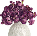 Letjolt Ranunculus Artificial Flower 18 Pcs Purple Silk Ranunculus Wedding Bouquet Engagement Centerpieces Arrangements Bridal Shower Decorations Home Decor, Purple
