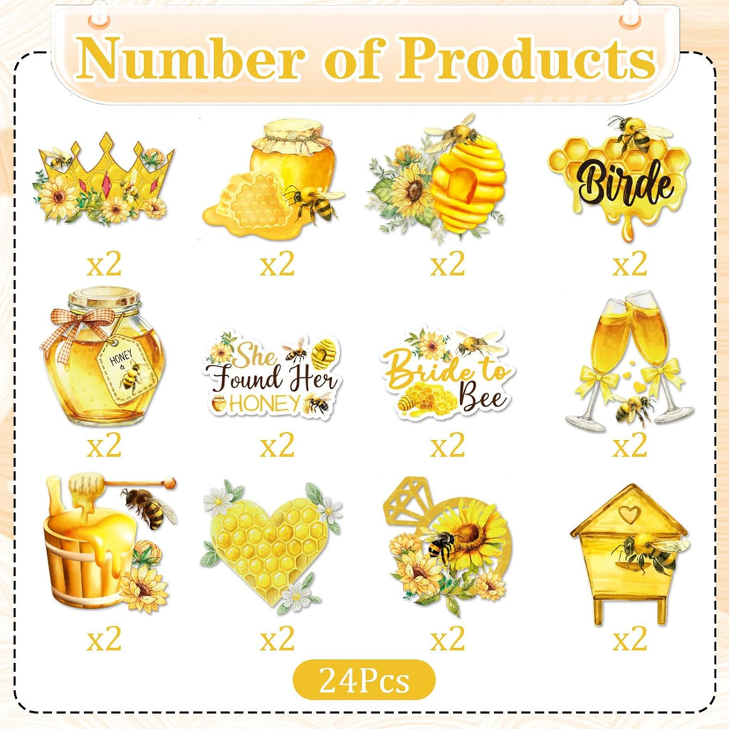 Wxiben She Found Her Honey Bridal Shower Decor, 24PCS Honey Bride to Bee Cupcake Toppers Party Decorations, Bee Bridal Shower Decoration for Engagement Wedding Bachelorette Supplies