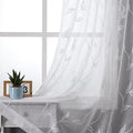 VISIONTEX White Sheer Voile Curtains, Decorative White Embroidery Faux Linen Rod Pocket Window Drapes for Home Kitchen, Living Room and Bedroom 54 x 84 Inch, Set of 2 Curtain Panels
