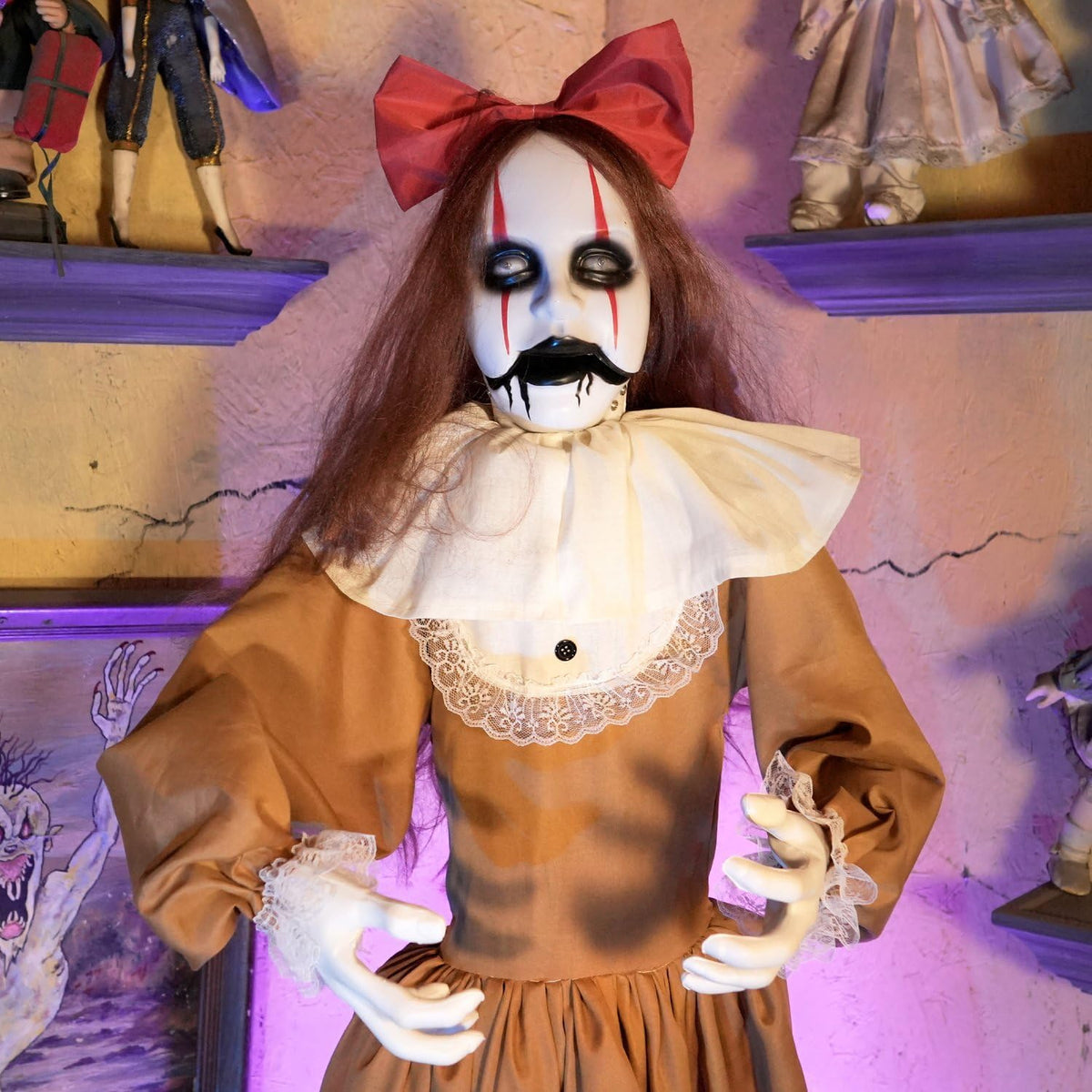 Haunted Hill Farm 5.4-Ft. Pop-Up Creepy Lady Halloween Animatronic
