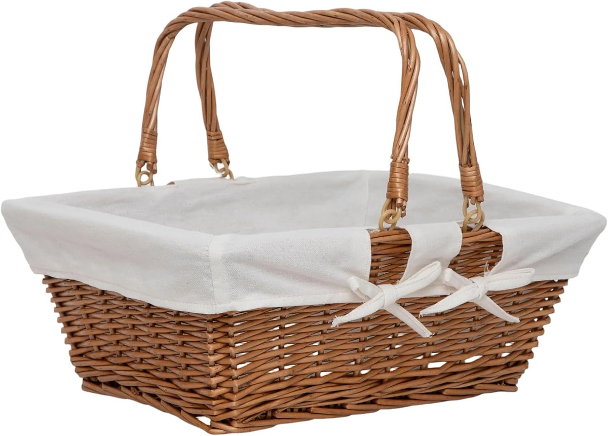 rectangular wicker storage basket with handle & removable, main product view