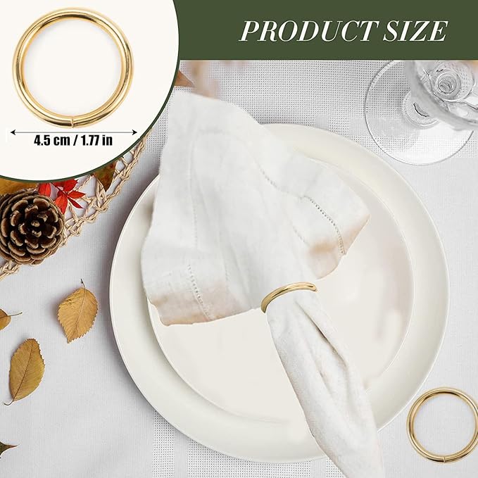Gold Napkin Rings - 80 Pcs Stainless Steel Napkin Rings,Gold Rotundity Metal Napkin Ring for Table Settings Wedding Christmas Party Dinner Table