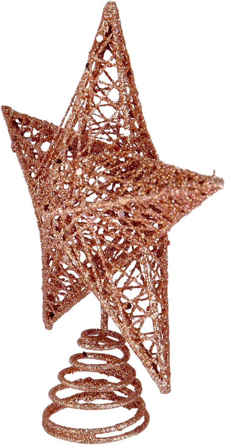 BinaryABC Christmas Tree Topper Star,Glittering Christmas Tree Decoration Ornaments,20cm (Rose Gold)