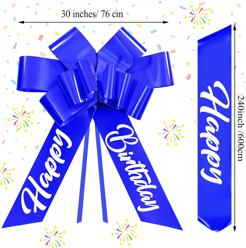 30 Inch Car Bow, Giant Pull Ribbon Bow for Car Gifts, Large Present Decoration for Birthday Surprises, Holidays, Graduation, Sedan and SUV Displays(Blue)
