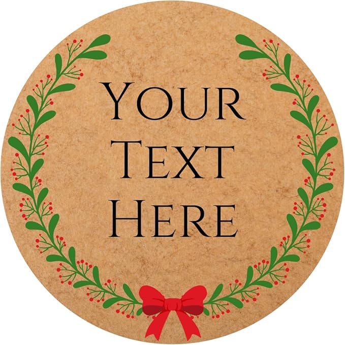 100-1000pcs Custom Stickers Merry Christmas Stickers Personalized Labels Adhesive Xmas Decorative Envelope Seals Stickers for Cards Gift Boxes (Round Kraft -6)
