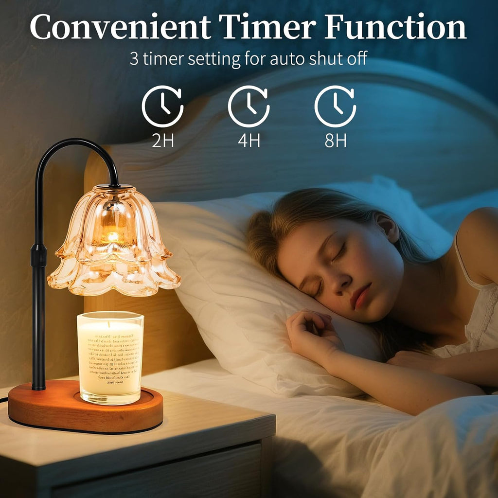 Flower Candle Warmer Lamp with Timer - Dimmable Electric Candle Warming Lamps, Adjustable Wax Melter Wamers Light for Jar Candles, Birthday Gifts for Women, Christmas New Home Decor