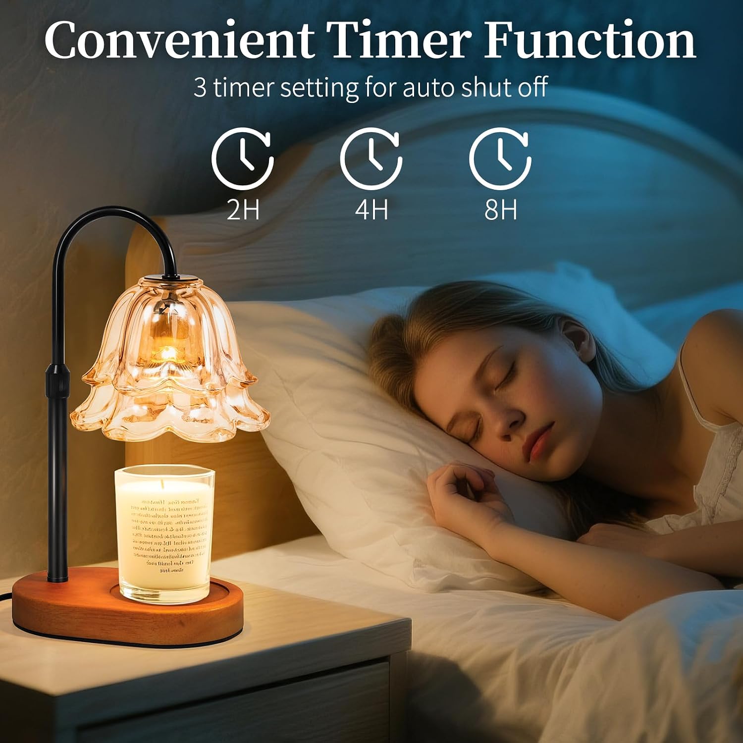 Flower Candle Warmer Lamp with Timer - Dimmable Electric Candle Warming Lamps, Adjustable Wax Melter Wamers Light for Jar Candles, Birthday Gifts for Women, Christmas New Home Decor