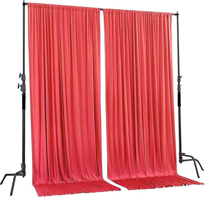AK TRADING CO. 10 feet x 8 feet IFR Polyester Backdrop Drapes Curtains Panels with Rod Pockets - Wedding Ceremony Party Home Window Decorations - Coral