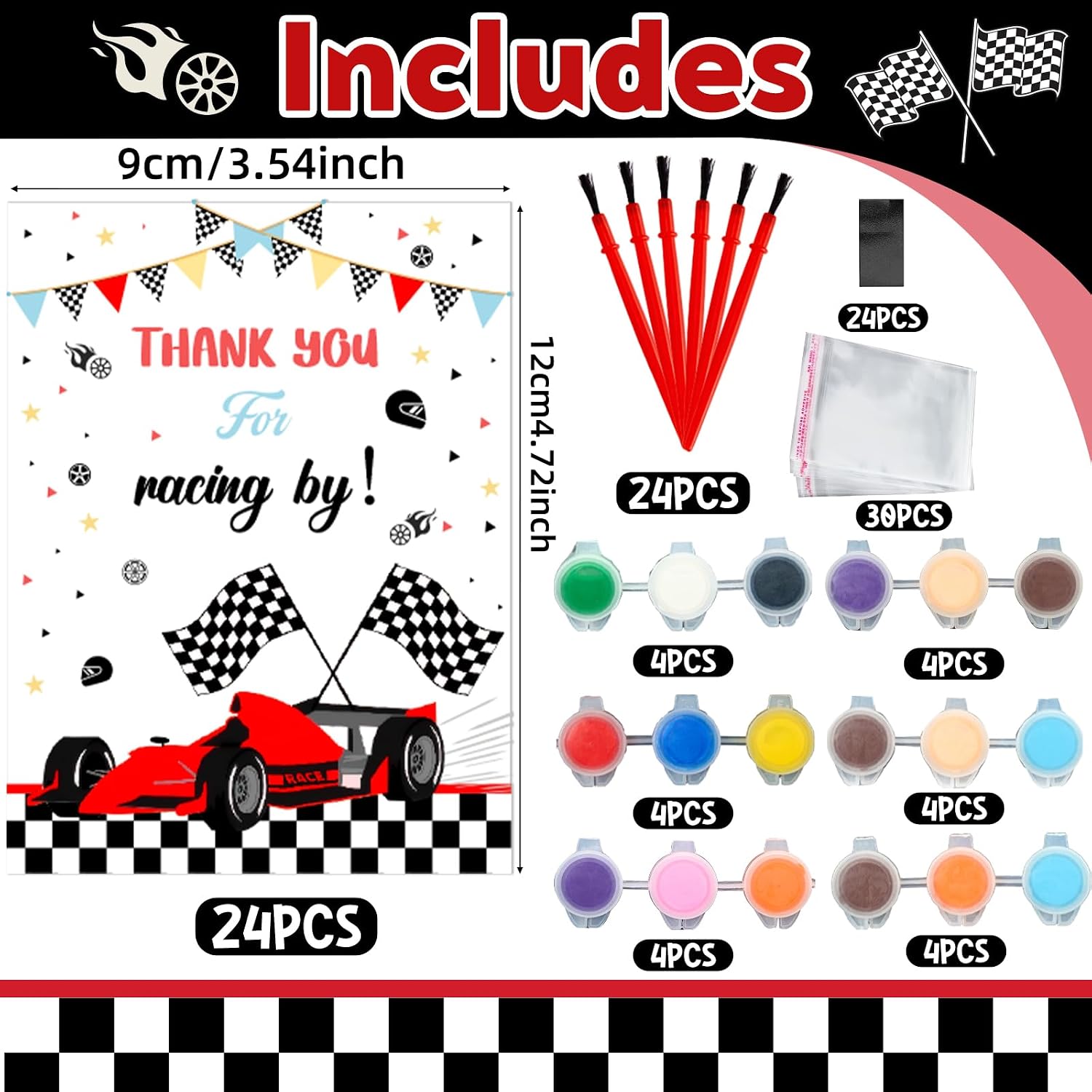Bafeil 24 Set Race Car Party Favors, Painting Craft Kits | with Thank You Cards, Racing Cars Themed Birthday Party Decorations for One Two Fast Party Favors Goodie Bag Stuffers