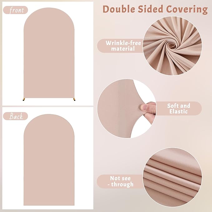 6FT Nude Arch Backdrop Cover - Polyester Fitted Wedding Arch Stand Covers Round Top Chiara Arch Backdrop Cover for Birthday Party Banquet Photo Background Decoration