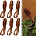 Relaxweex 6 Pcs Garland Hanger for Mantle No Drill Garland Hangers Hooks Wreath Ties Fireplace Stocking Holder Stretchable Silicone Adhesive Straps for Door Frame Stairways (Brown)