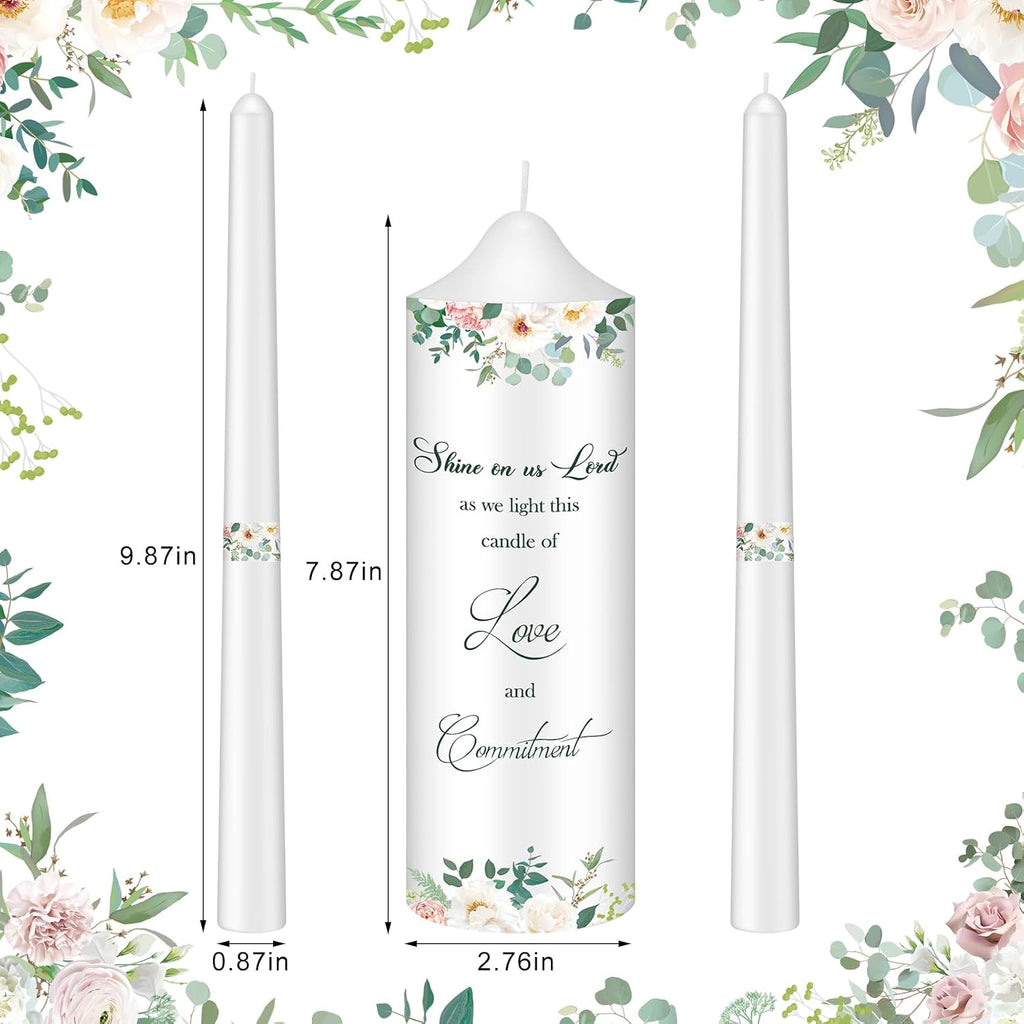Layhit 3 Pack Unity Candles with Glass Holder for Wedding Ceremony Wedding Unity Taper Candles Religious Ceremony Accessories Marriage Decor for Newly Couple Anniversary Church Events Gifts