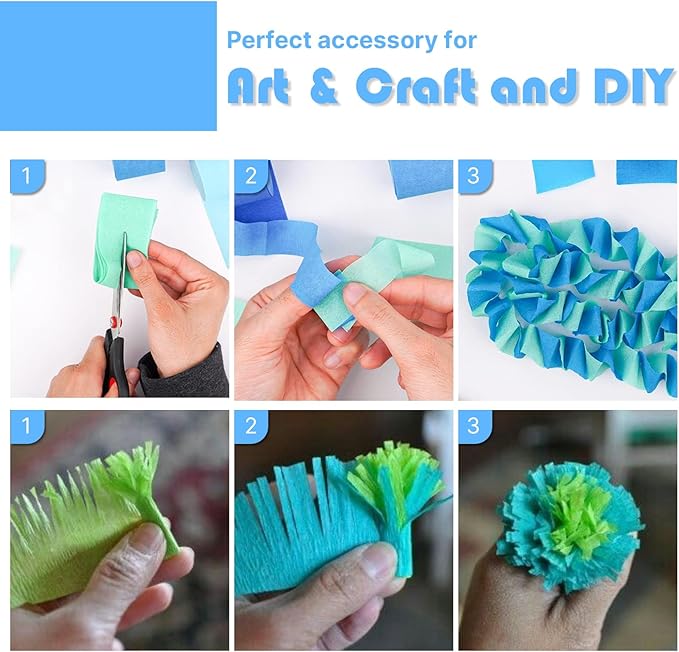 PartyWoo Mint Green Crepe Paper Streamers 4pcs 328ft Pack of Light Pastel Peppermint Green Turquoise Teal Crepe Paper Streamers for Baby Shower Wedding Engagement Birthday Pool Tea Party Decorations