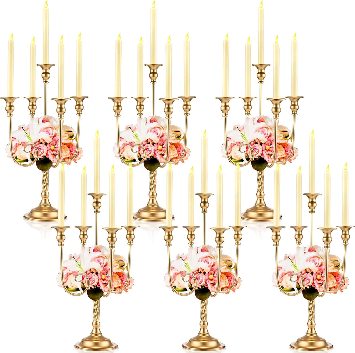 gold candelabra candlestick holder, 9.45 x 9.45 x, main product view