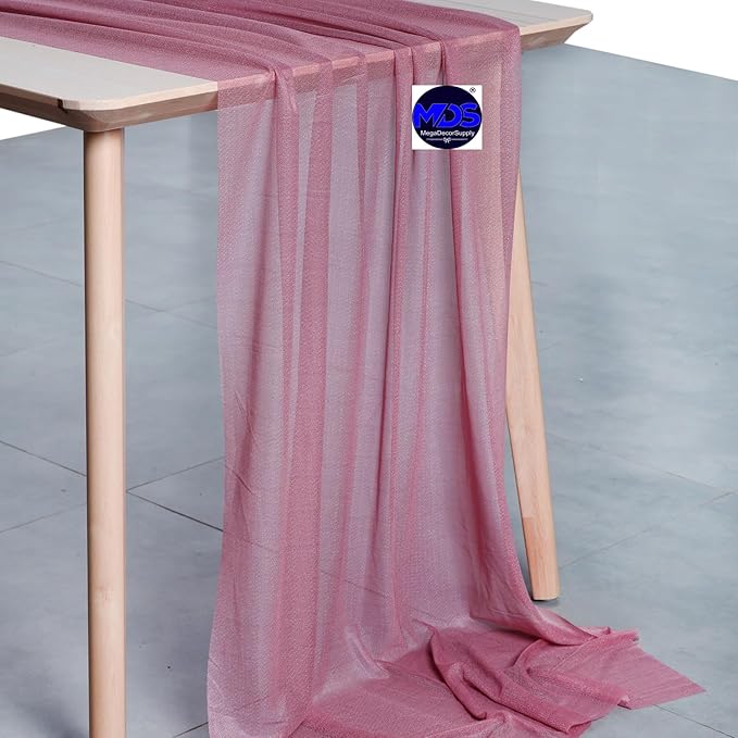 MDS Halloween Chiffon Table Runner - 15 Pack, 29 x 170 Inches, 14ft Each - Sheer Spooky Table Runners for Haunted House Parties, Trick-or-Treat Tables, Witchy Décor, Wedding & Events - mauva