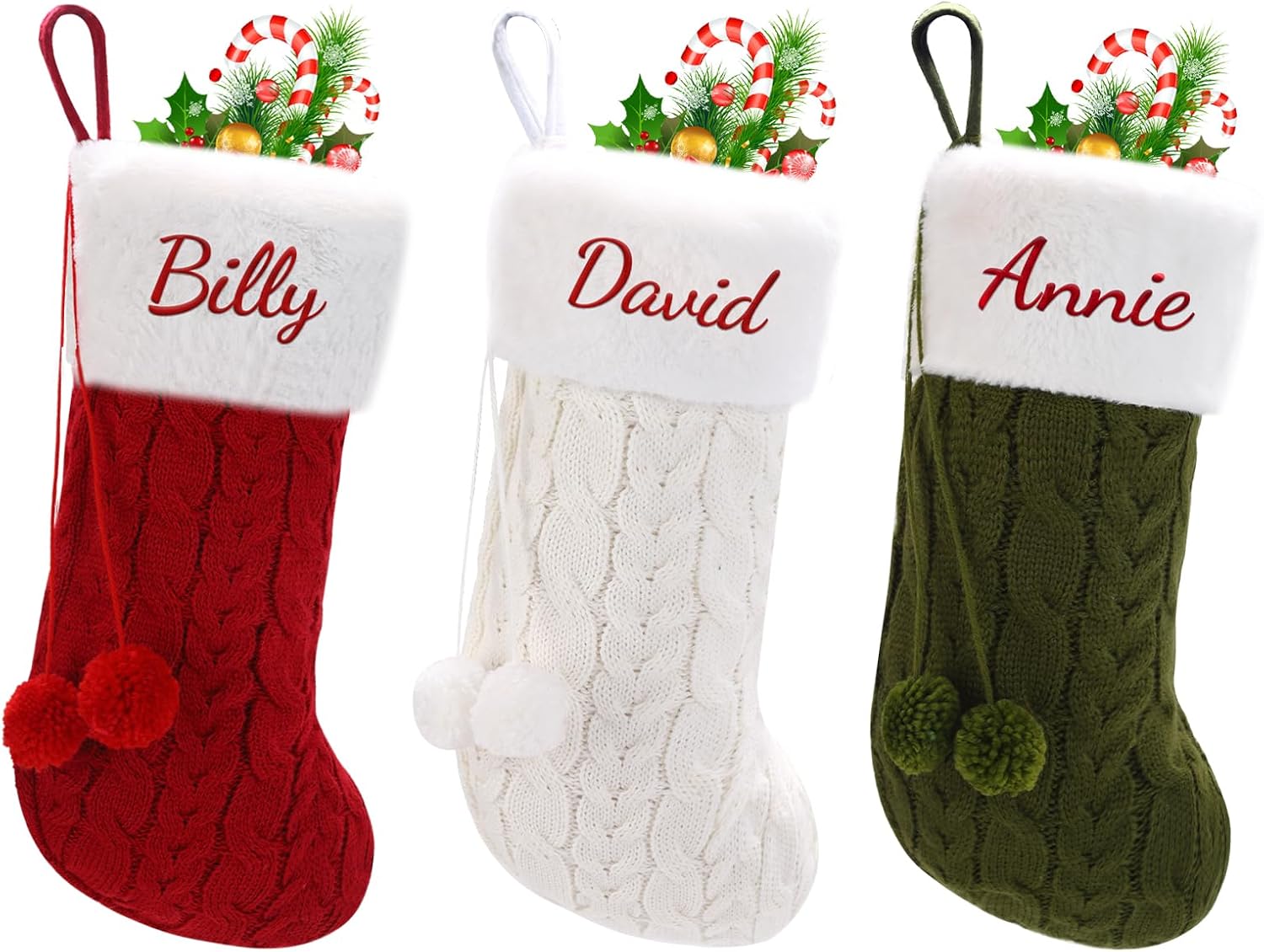 Personalized Christmas Stocking - 16-Inch Christmas Stockings with Names - Festive Needlepoint Xmas Stocking for Holiday Christmas Party Family Decor- Unique (1 pcs)