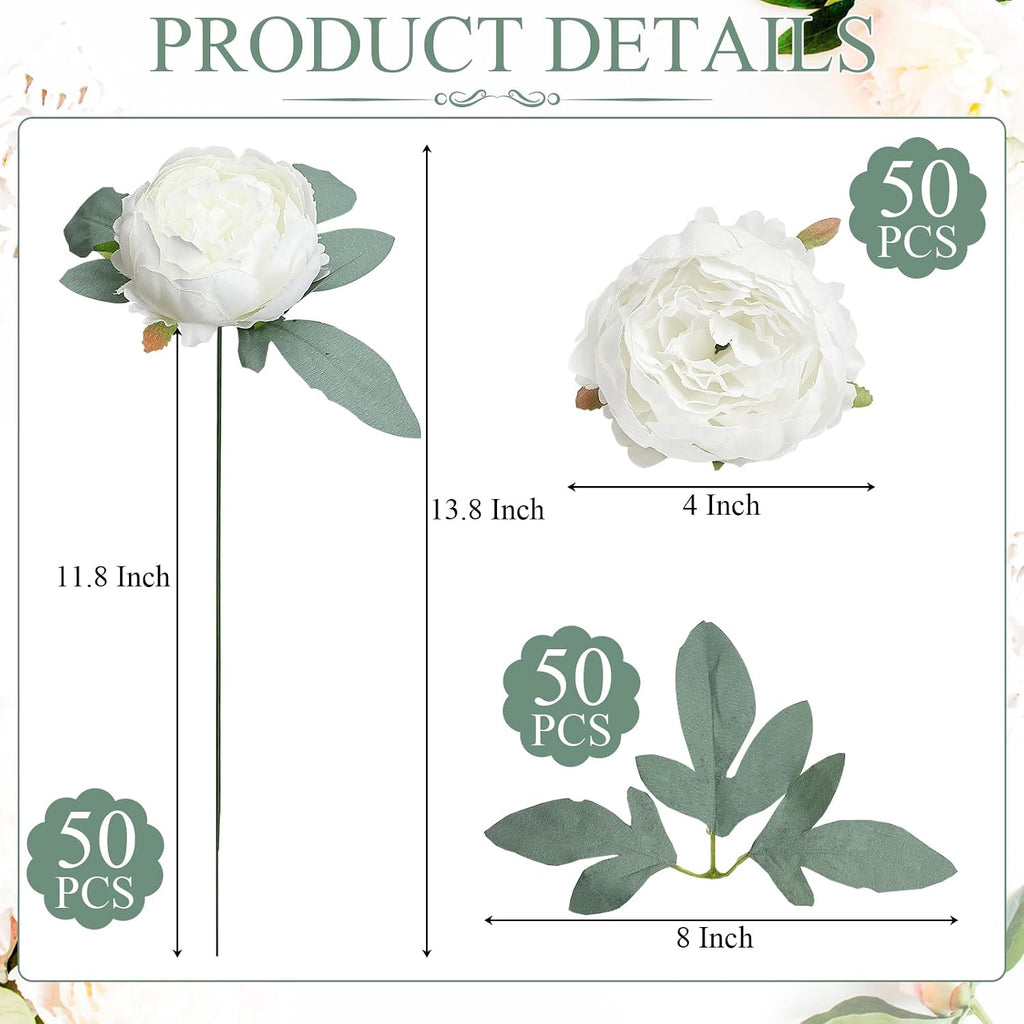 artificial peonies flowers bulk, 4’’ - white shown in use