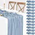 12 Pack Dusty Blue Cheesecloth Table Runners 35x120 Inch,10FT Boho Fall Thanksgiving Blue Gauze Table Runner Cheese Cloth for Wedding Party Baby Shower Home Decorations