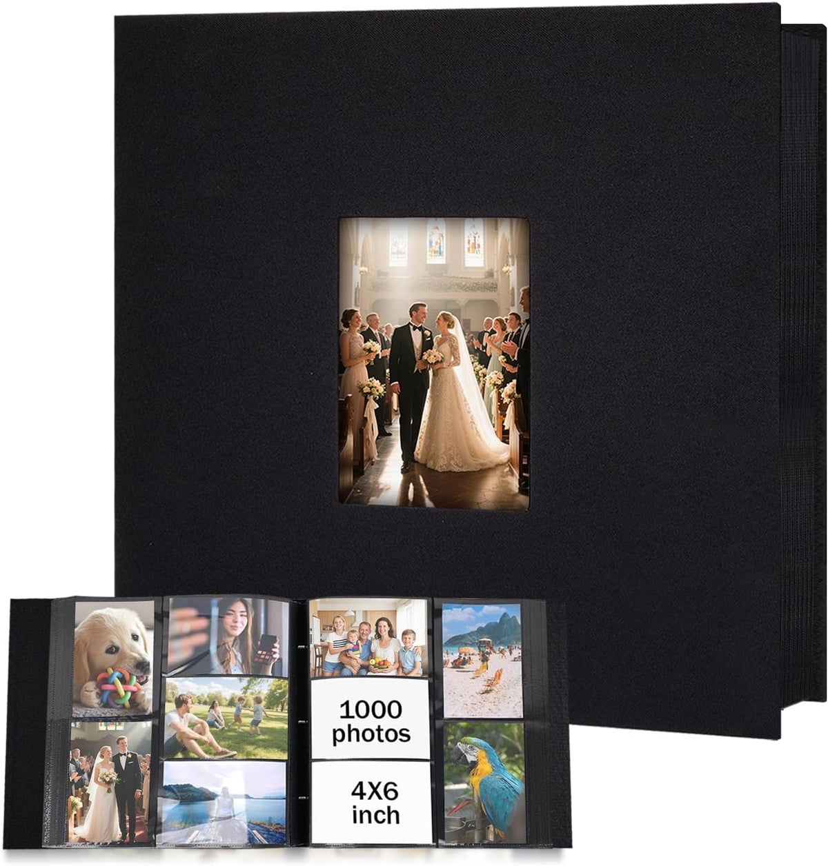 Ruibytree Extra Large Capacity Photo Album 4x6 Pictures 1000 Pockets, Black
