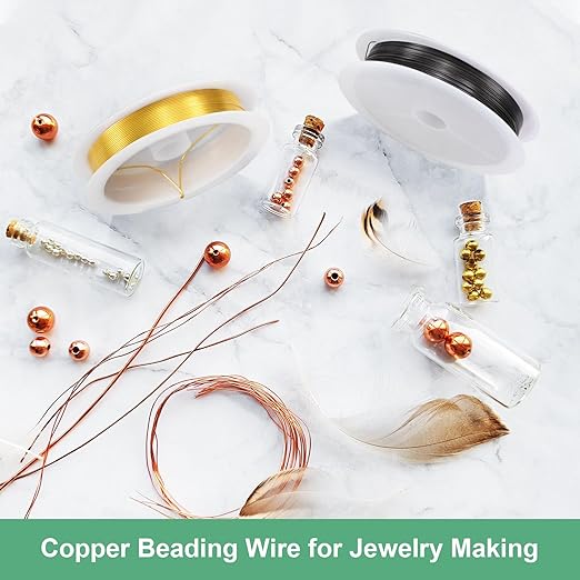 0.2 mm/32 Gauge Copper Wire for Jewelry Making, 82FT Copper Beading Craft Wire for Jewelry/Weaving/DIY Crafting/Planting, Color-Retaining [25M, KC-Gold]