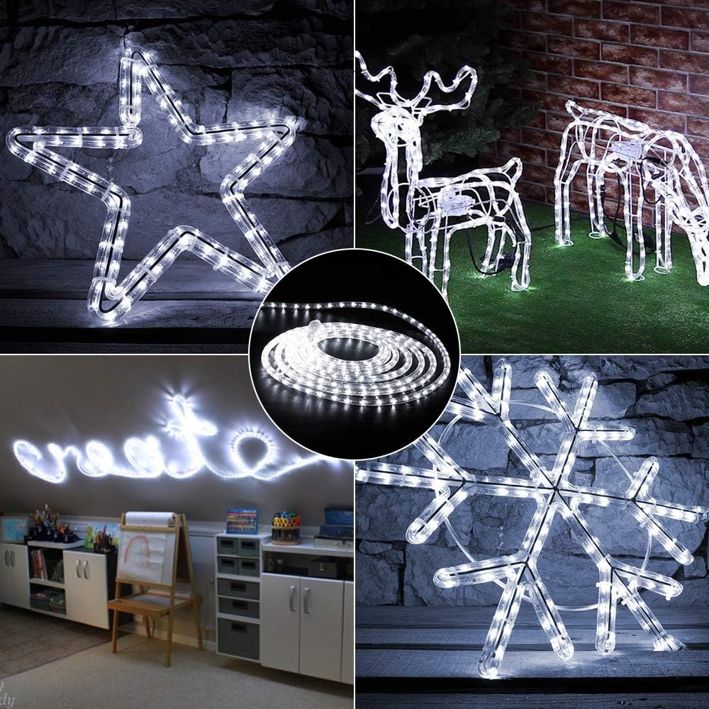 Brizled 18ft 216 LED Rope Lights, 120V ETL Listed Plugin Rope Lights Connectable Daylight White Indoor Outdoor Rope Lights Flexible LED Tube Lights for Holiday, Garden, Yard, Corridor and Patio Decor