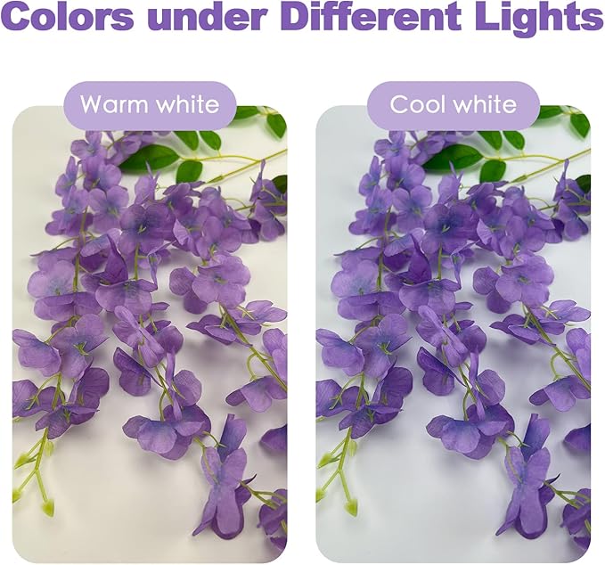 24 Pcs of Wisteria Hanging Flowers, 3.75 Feet Fake Wisteria Flower Strings, Artificial Wisteria Flowers Hanging Garland for Backdrop, Wedding, Ceremony,Garden and Home Wall Decoration (Light Purple)