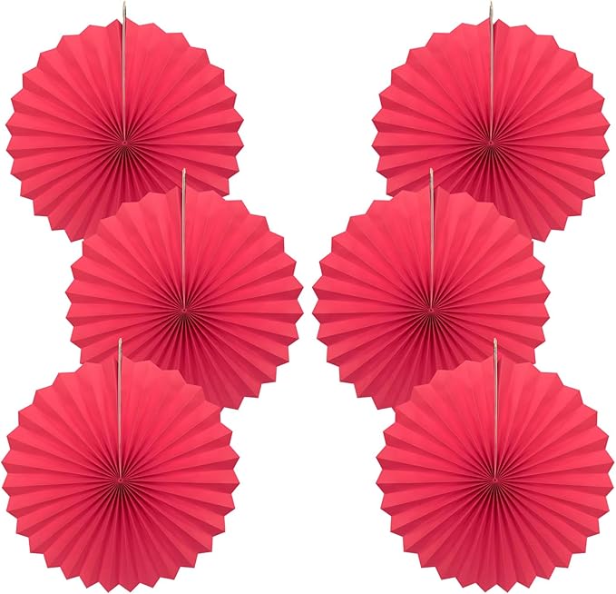 Red Birthday Decorations,DIY Red Paper Fans Hanging Decoration ,Party Supplies Party Fans 16in, Wedding Graduation Events Accessories 30 Color DIY Set （Red）