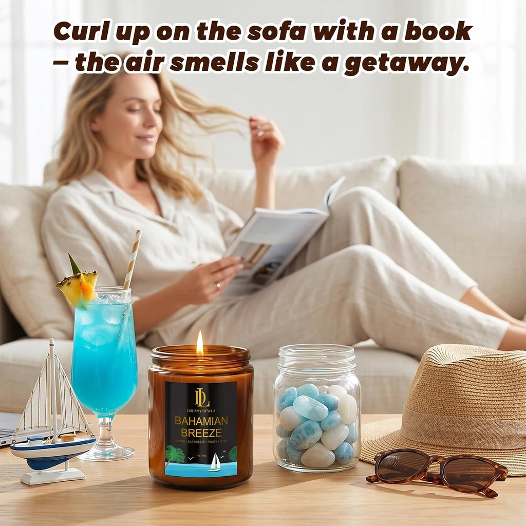 Scented Candles Set, 4 Pack Soy Candles for Home Scented, Candle Gifts for Men Women, Scents of Pineapple Cocktail/Coconut Vanilla/Pink Sands/Bahamian Breeze