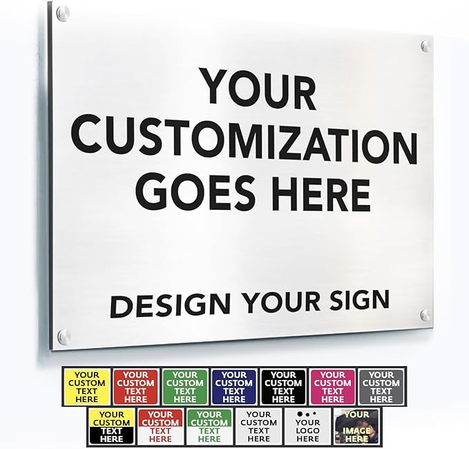 Custom Metal Business Signs, Personalized Aluminum Outdoor Signs, White Aluminum (White, 7x7 In)