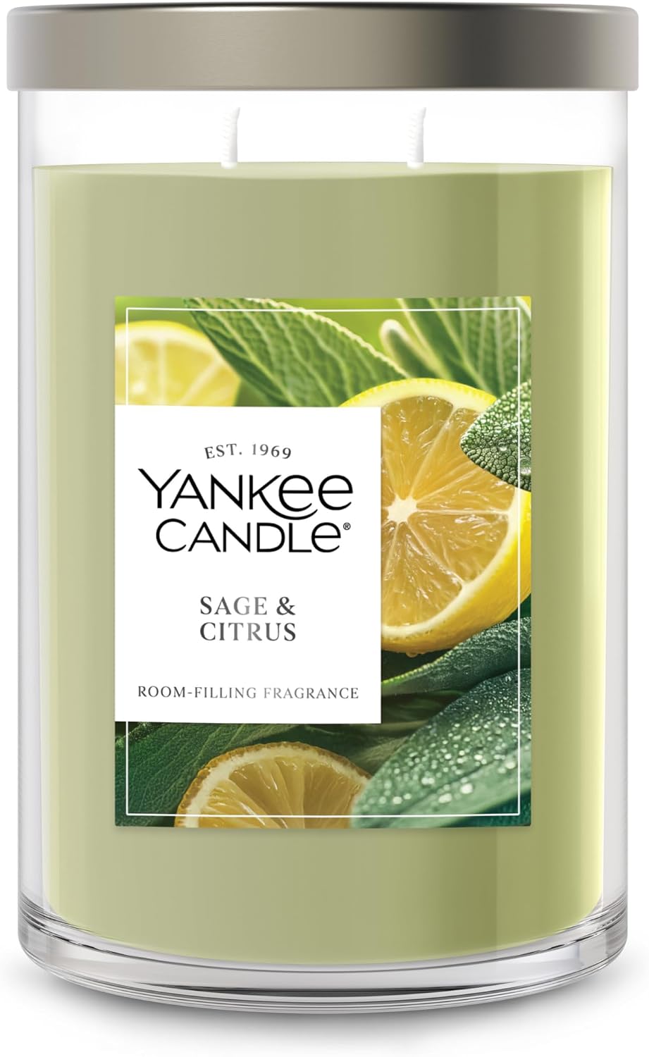 Yankee Candle Large Tumbler Scented Candle with up to 80 Hour Burn Time, Premium Plant Wax Blend for Consistent Burn, 20 oz Tumbler Candle with Room Filling Fragrance, Sage & Citrus