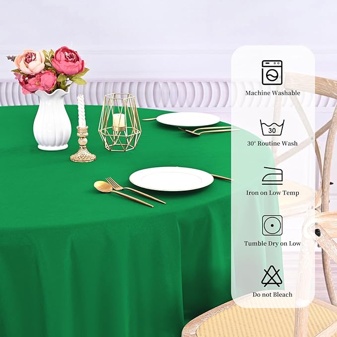 10 Pack Green Round Tablecloths - 90 Inch, Polyester Table Cover, Stain and Wrinkle Resistant Washable Fabric Table Cloth for Wedding Banquet Parties