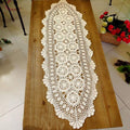 Cotton Handmade Crochet lace Table Runners Oval Tablecloth Doilies Doily Table Dresser Scarf Décor,15x27 inch,Beige