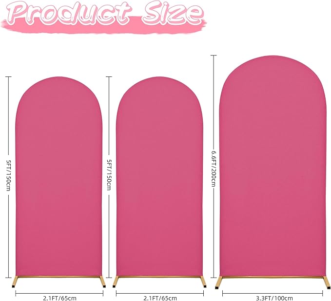 6.6FT Wedding Arch Covers Arch Backdrop Cover Arch Stand Covers Set Arch Cover Spandex Fabric Stretchy Backdrop for Wedding Birthday Party Decoration Baby Shower (Rose Red)