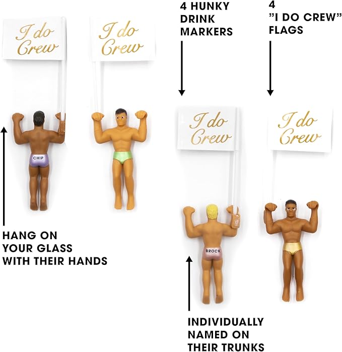 NPW Drinking Buddies Bride Squad, Bachelorette Drink Markers, Party Accessories, Girls Night, Hunky Wine Charmers