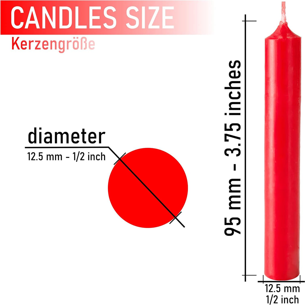 BRUBAKER Tree Candles - Pack of 20 - Red - 3¾ x ½ Inches (9.5 x 1.27cm) - Made in Europe - Pyramids, Carousels & Chimes