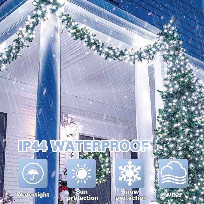 LAMPHOME 33ft Christmas Decorative Mini Lights, 100 LED Transparent Wire Fairy Starry String Lights Plug in, 11 Lighting Modes, for Indoor Outdoor Xmas Tree Wedding Party Decoration (White)