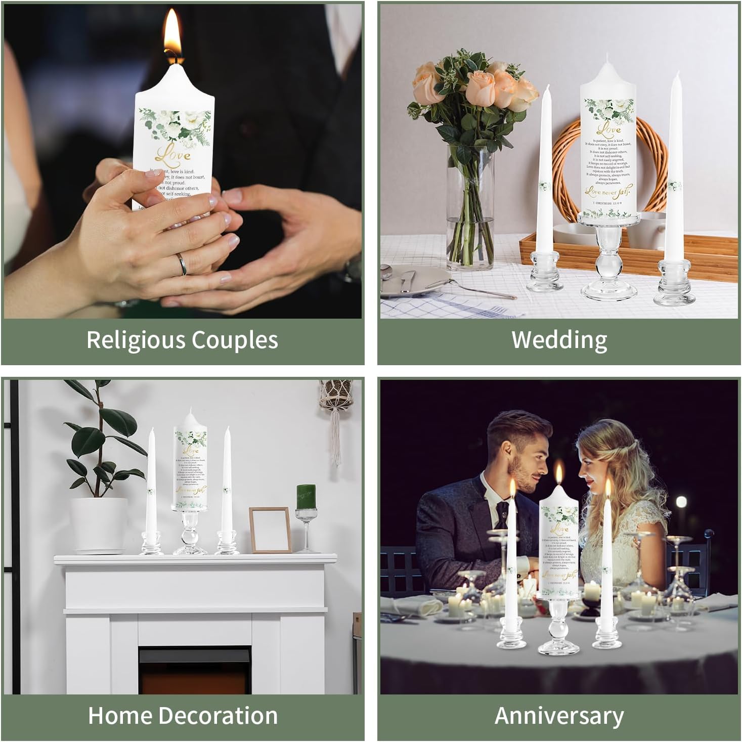 Extrogif Unity Wedding Candles Set - 3 Piece Ceremony Kit with Glass Candle Holders, Pillar and Taper Candles for Wedding Ceremony