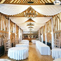 DUOBAO Ivory Ceiling Drapes Sheer Backdrop Curtains 6 Panels 5ftx20ft Reception Halls Drapeing Banquet Room Curtain with Rod Pocket for Wedding Birthday Stage Decoration