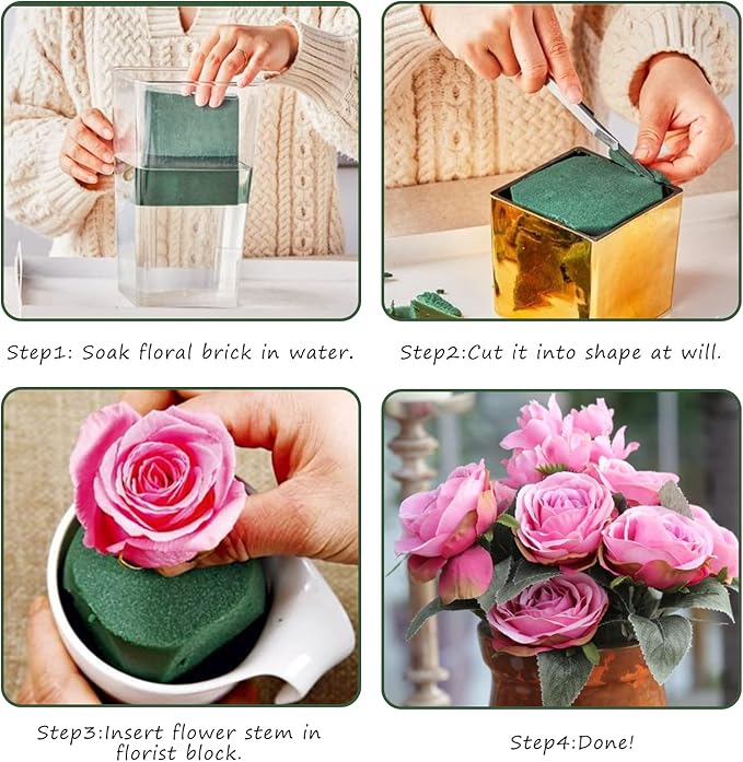 FOIMAS 5pcs Floral Foam Bricks,Green Florist Block for Fresh Artificial Flower Arrangement Craft Supply Wedding