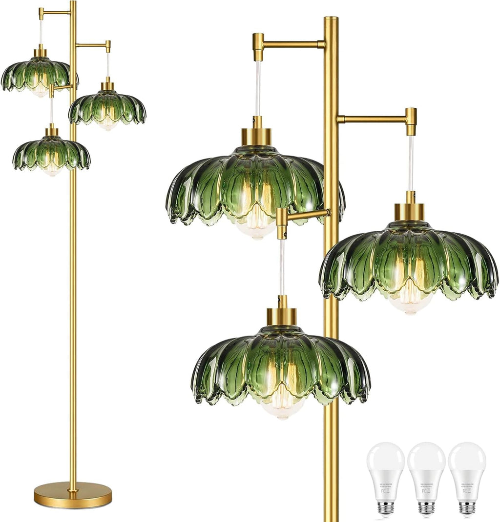 illmtw glass gold floor lamp for living room,bedroom,mid, main product view