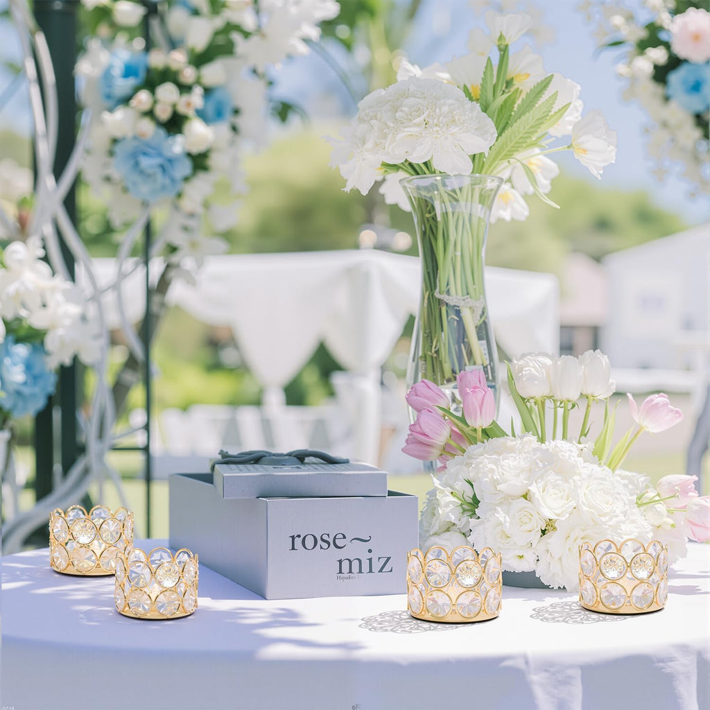 96Pcs Crystal Tea Light Candle Centerpieces for Tables Gold Votives Bulk,Geometric Candle Holder for Wedding Valentine's Day Party Gifts recuerdos para 15 años quinceañeras(Candle Excluded)
