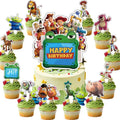 25Pcs For Toy Story Cake Decorations with 24pcs Cupcake Toppers, 1pcs Happy Birthday Cake Topper, Cartoon Themed Party Supplies, Perfect for Birthday Party Decorations