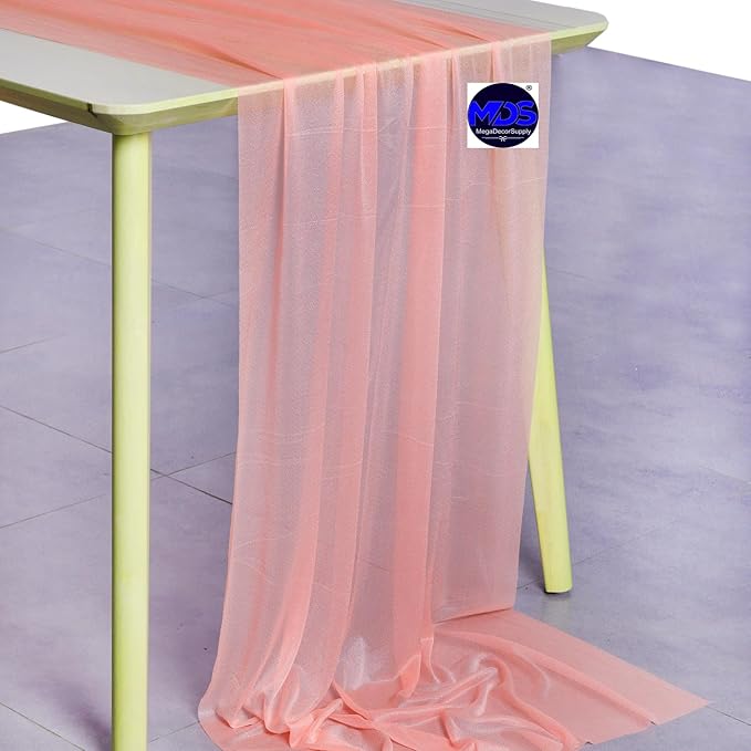MDS Halloween Chiffon Table Runner - 1 Pack, 29 x 170 Inches, 14ft Each - Sheer Spooky Table Runners for Haunted House Parties, Trick-or-Treat Tables, Witchy Décor, Wedding & Events - Peach