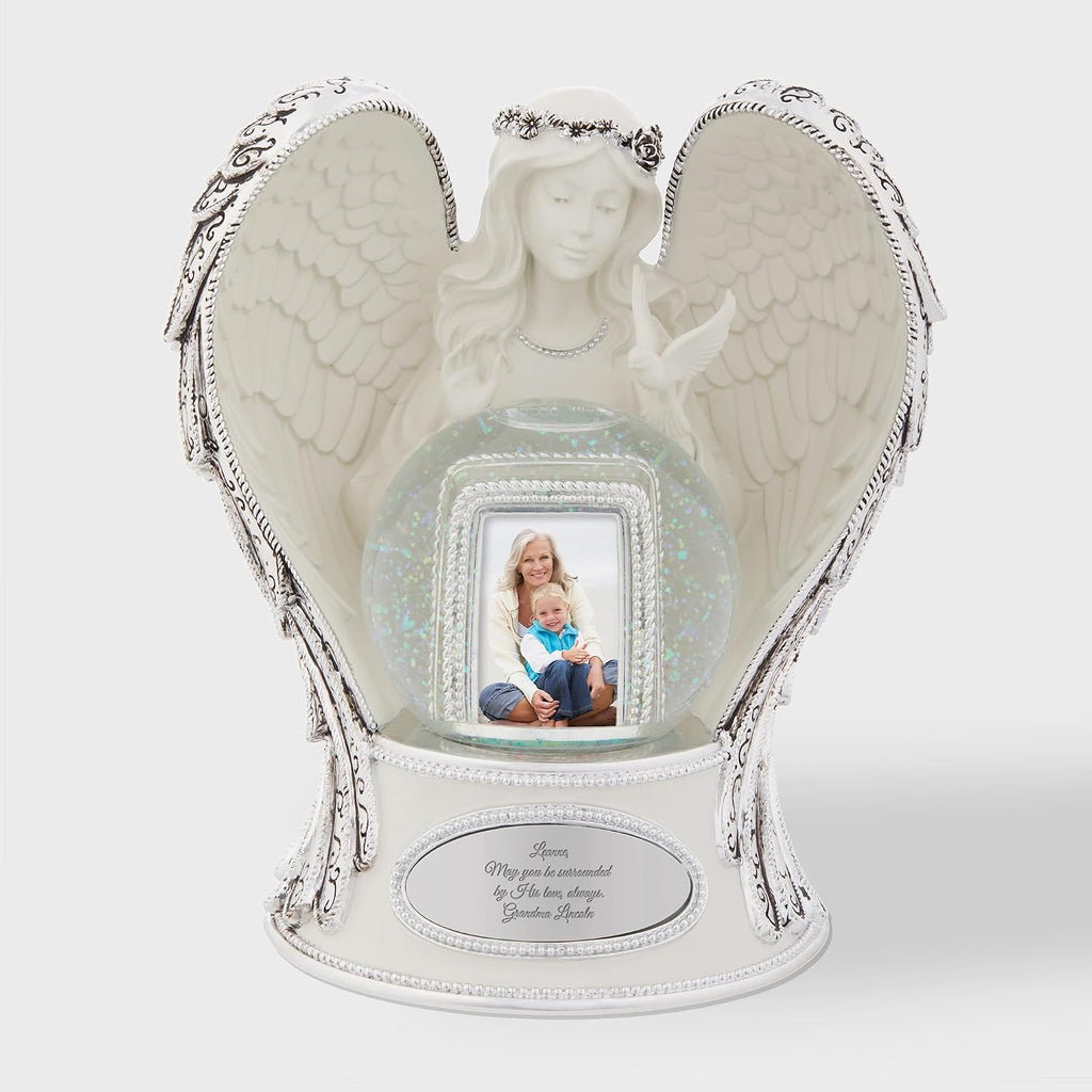 THINGS REMEMBERED Engraved Religous Guardian Angel Musical Snow Globe, Plays Pachelbel's Canon Music, Add Picture, Beautiful and Unique Gift (Free Customization)