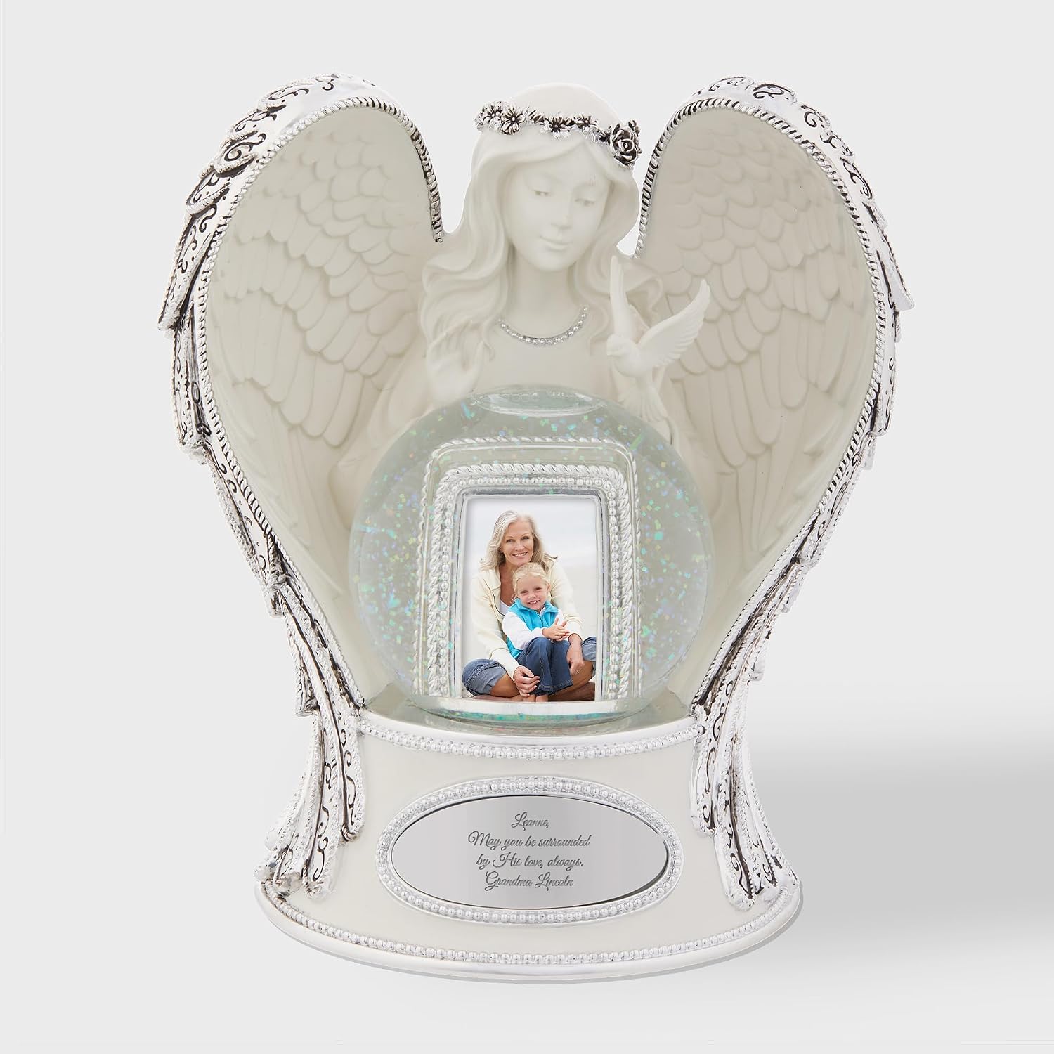 THINGS REMEMBERED Engraved Religous Guardian Angel Musical Snow Globe, Plays Pachelbel's Canon Music, Add Picture, Beautiful and Unique Gift (Free Customization)
