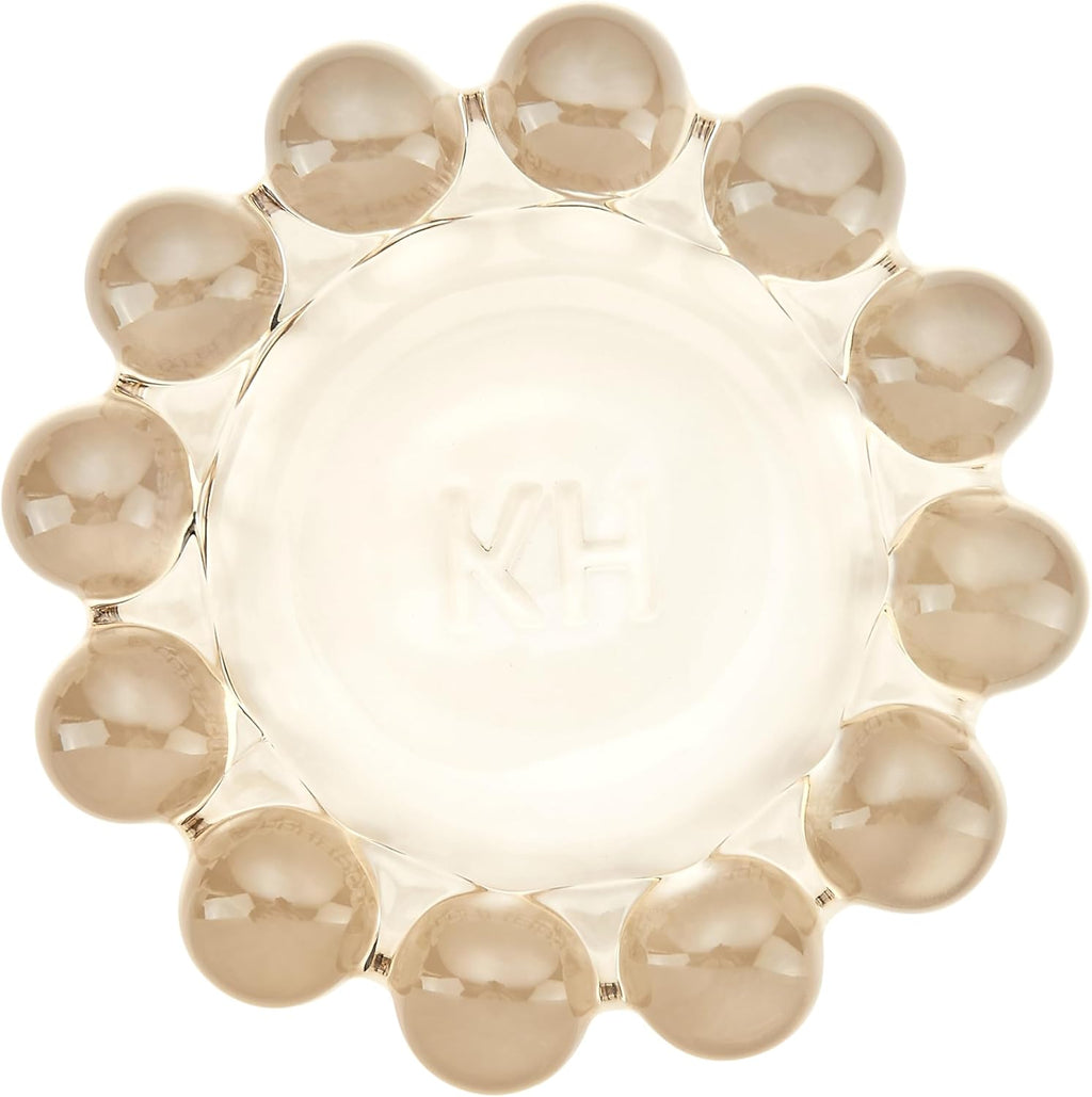 khtumeware Chic Smoky Bubble Glass Candle Dish – Modern Clear Glass Candle Holder for Tealights & Diffusers, Decorative Tray for Home & Tabletop Decor（1 Pack）