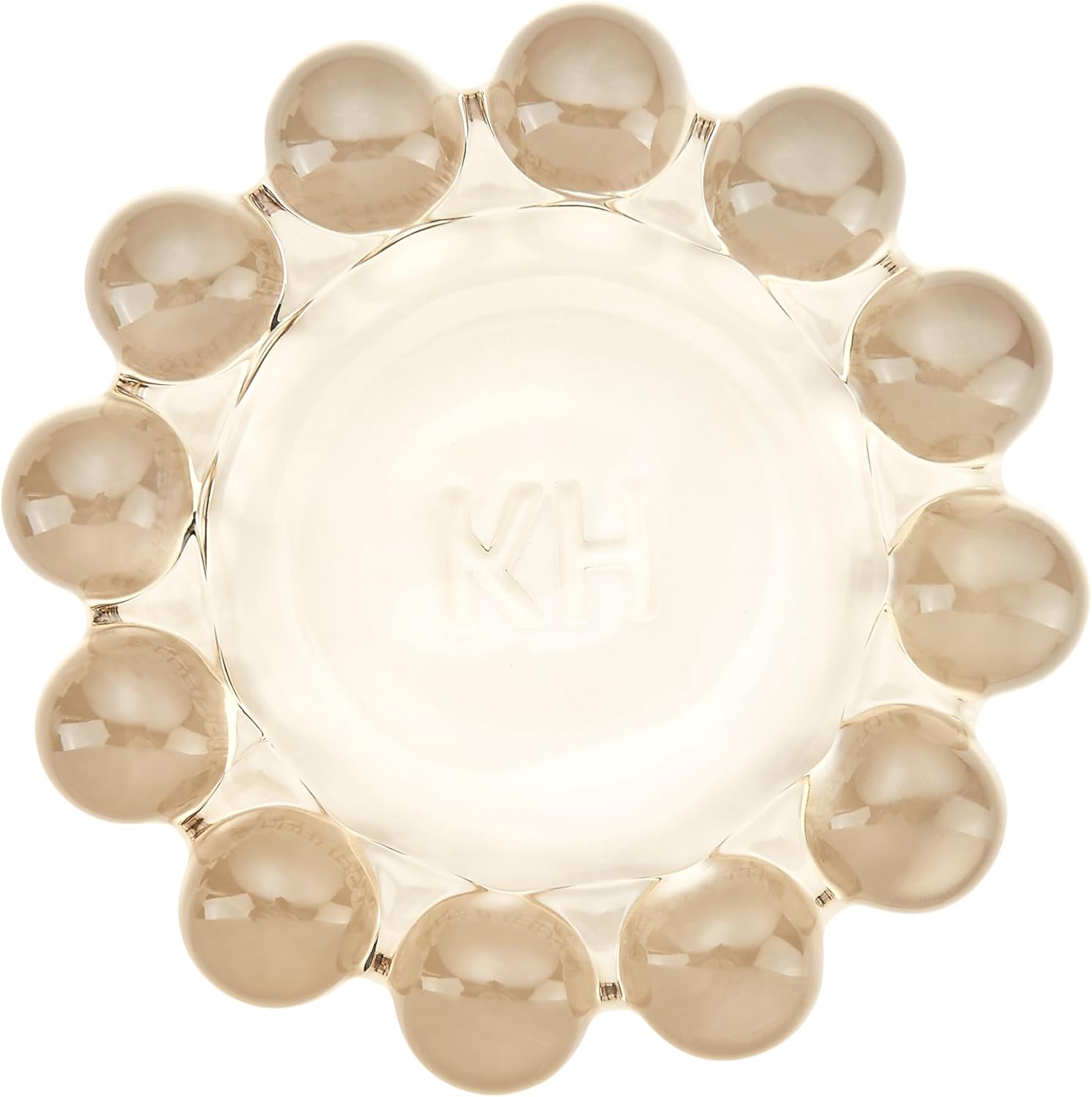 khtumeware Chic Smoky Bubble Glass Candle Dish – Modern Clear Glass Candle Holder for Tealights & Diffusers, Decorative Tray for Home & Tabletop Decor（1 Pack）